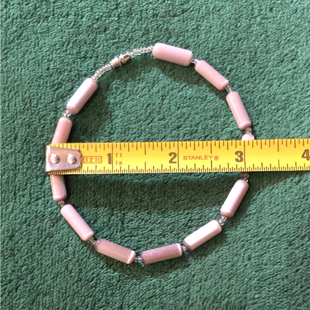 Estate Sale! Vintage Beaded Pink Jewelry w/ 3 Bracelets, 2 Earrings, & Necklace - Picture 15 of 16